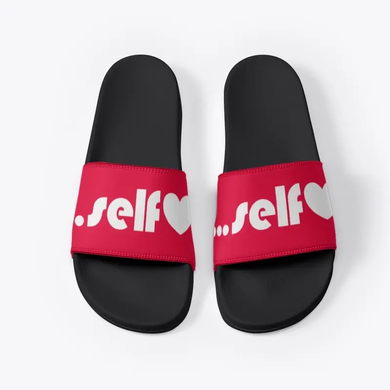 Self Love Black Slides | White Heart