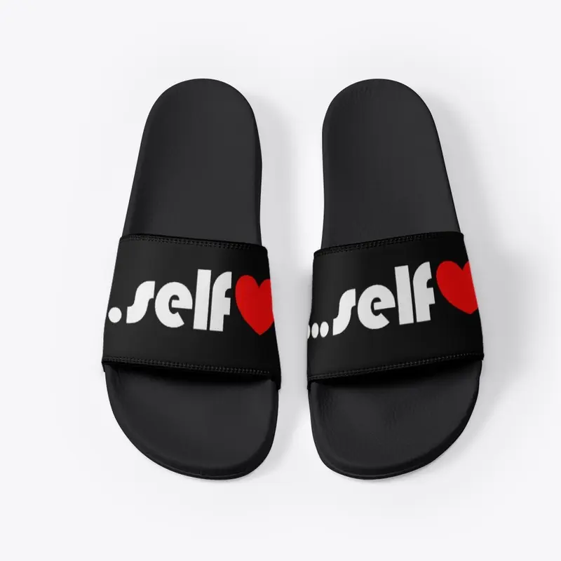 Self Love Black Slides | Red Heart