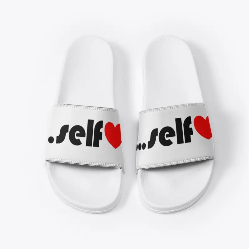 Self Love White Slides | Red Heart